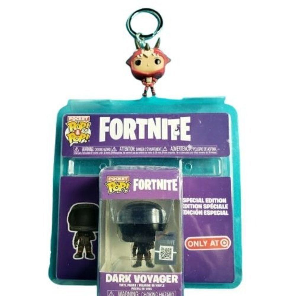 Funko Fortnite Pocket Pops Tricera & Dark Voyager Figure Bundle NEW